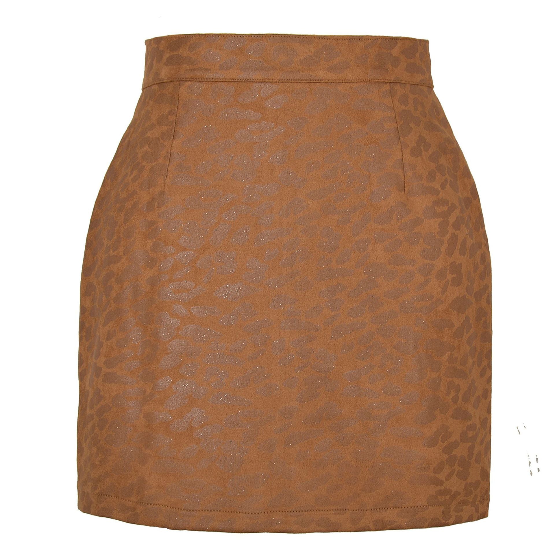 Suede Leopard Skirt - S / Khaki